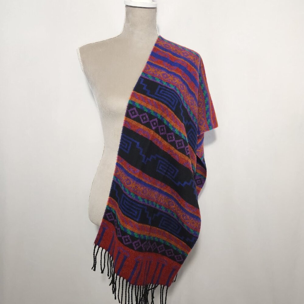 Pierre Cardin Fine Muffler Cashmere Finish Acrylic Multi-ColoAztec Pattern Scarf